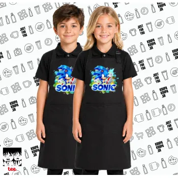 Σόνικ ο Σκαντζόχοιρος, Μαύρη ΠΑΙΔΙΚΗ Ποδιά μακριά Σεφ ολόσωμη με τσέπες