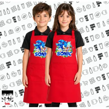 Σόνικ ο Σκαντζόχοιρος, Κόκκινη ΠΑΙΔΙΚΗ Ποδιά μακριά Σεφ ολόσωμη με τσέπες