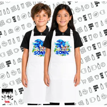 Σόνικ ο Σκαντζόχοιρος, Λευκή ΠΑΙΔΙΚΗ Ποδιά μακριά Σεφ ολόσωμη με τσέπες