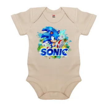 Σόνικ ο Σκαντζόχοιρος, Βρεφικό φορμάκι μωρού, 0-18 μηνών, Natural (Εκρού), 100% Organic Cotton, κοντομάνικο