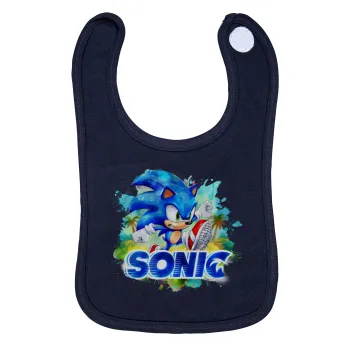 Σόνικ ο Σκαντζόχοιρος, Σαλιάρα με Σκρατς 100% Organic Cotton Μπλε (0-18 months)