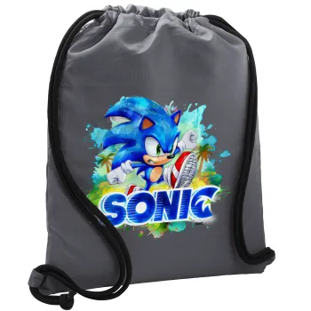 Sonic, Backpack pouch GYMBAG GREY, with pocket (40x48cm) & thick cords