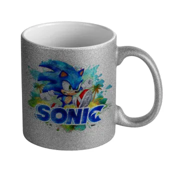 Sonic, Κούπα Ασημένια Glitter που γυαλίζει, κεραμική, 330ml