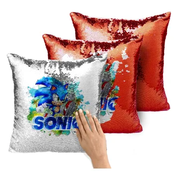 Σόνικ ο Σκαντζόχοιρος, Μαξιλάρι καναπέ Μαγικό Κόκκινο με πούλιες 40x40cm περιέχεται το γέμισμα