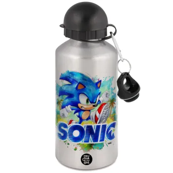 Σόνικ ο Σκαντζόχοιρος, Μεταλλικό παγούρι νερού, Ασημένιο, αλουμινίου 500ml