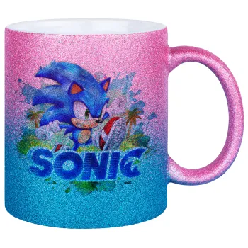 Σόνικ ο Σκαντζόχοιρος, Κούπα Χρυσή/Μπλε Glitter, κεραμική, 330ml