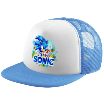 Sonic, Child's Soft Trucker Hat with Blue/White Mesh (POLYESTER, CHILD, ONE SIZE)