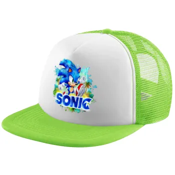 Sonic, Child's Soft Trucker Hat with Green/White Mesh (POLYESTER, CHILDREN'S, ONE SIZE)