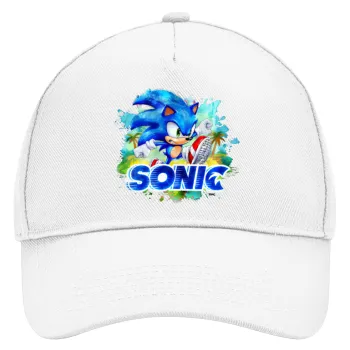 Sonic, Adult Baseball Cap, Drill, White (100% COTTON, ADULT, UNISEX, ONE SIZE)