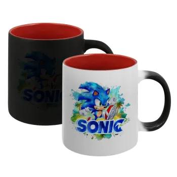 Sonic, Κούπα Μαγική εσωτερικό κόκκινο, κεραμική, 330ml που αλλάζει χρώμα με το ζεστό ρόφημα