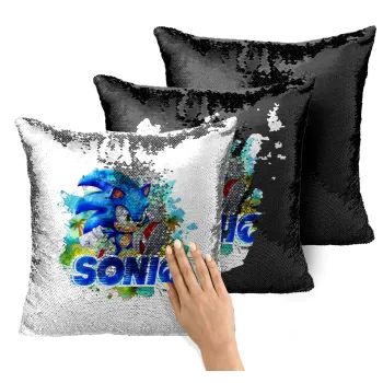 Σόνικ ο Σκαντζόχοιρος, Μαξιλάρι καναπέ Μαγικό Μαύρο με πούλιες 40x40cm περιέχεται το γέμισμα