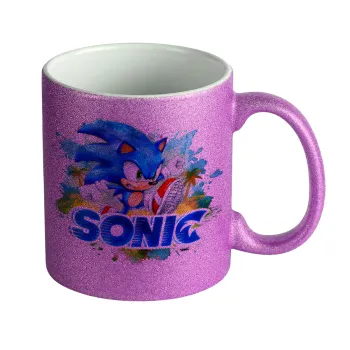 Sonic, Κούπα Μωβ Glitter που γυαλίζει, κεραμική, 330ml