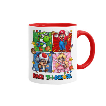 Back to the School Mario & Friends, Mug colored red, ceramic, 330ml