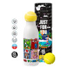Tennis ball Metal mug thermos White, double wall, 550ml