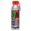 Aluminum Sports Bottle 650ml – Silver with Red Cap and Silicone Strap
