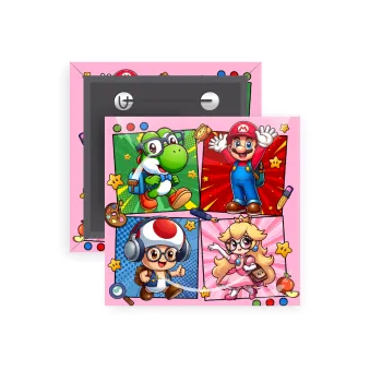 Back to the School Mario & Friends, Κονκάρδα παραμάνα τετράγωνη 5x5cm