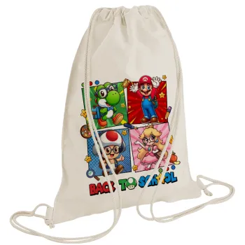 Back to the School Mario & Friends, Backpack bag GYMBAG natural (28x40cm)