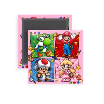 Back to the School Mario & Friends, Μαγνητάκι ψυγείου τετράγωνο διάστασης 5x5cm