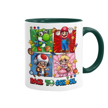Back to the School Mario & Friends, Κούπα χρωματιστή πράσινη, κεραμική, 330ml