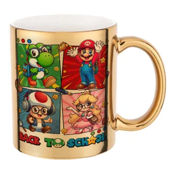 Back to the School Mario & Friends, Mug ceramic, gold mirror, 330ml