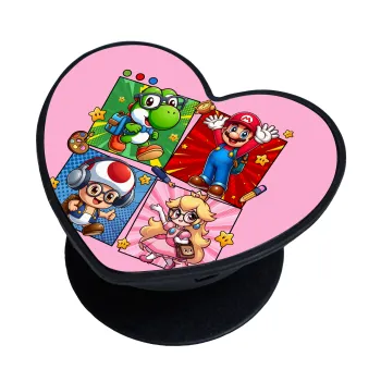 Back to the School Mario & Friends, Phone Holders Stand  καρδιά Μαύρο Βάση Στήριξης Κινητού στο Χέρι
