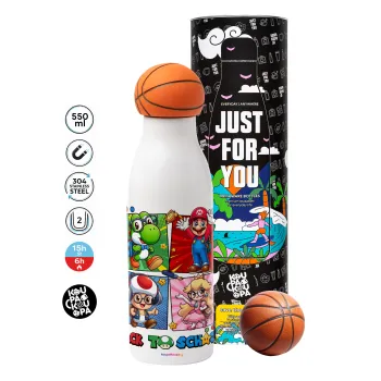 Back to the School Mario & Friends, Bascetball Metal mug thermos, double wall, 550ml
