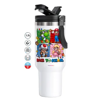 Back to the School Mario & Friends, Mega Stainless steel Tumbler with lid, double wall 1,2L