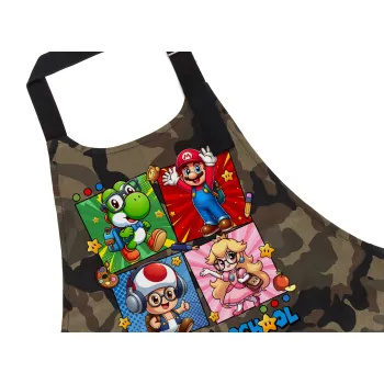 Back to the School Mario & Friends, Ποδιά Σεφ με τσέπες, Βαμβακερή, Camouflage (ΕΝΗΛΙΚΩΝ, 100% COTTON)