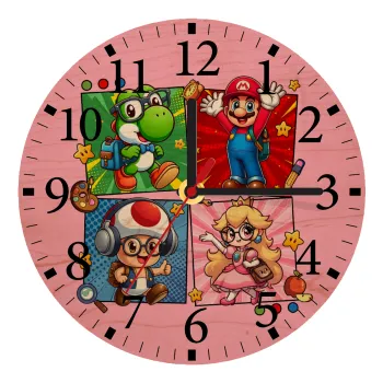 Back to the School Mario & Friends, Ρολόι τοίχου ξύλινο plywood (20cm)