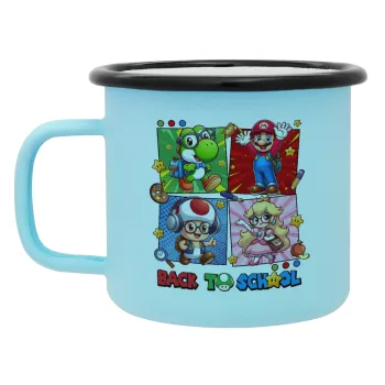 Back to the School Mario & Friends, Κούπα Μεταλλική εμαγιέ ΜΑΤ σιέλ 360ml