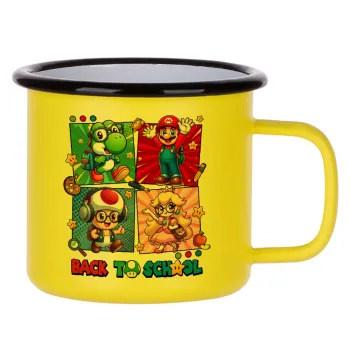 Back to the School Mario & Friends, Κούπα Μεταλλική εμαγιέ ΜΑΤ Κίτρινη 360ml