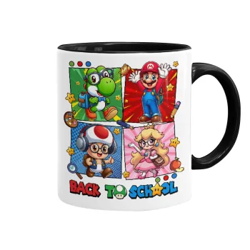 Back to the School Mario & Friends, Κούπα χρωματιστή μαύρη, κεραμική, 330ml