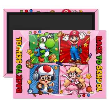 Back to the School Mario & Friends, Ορθογώνιο μαγνητάκι ψυγείου διάστασης 9x6cm