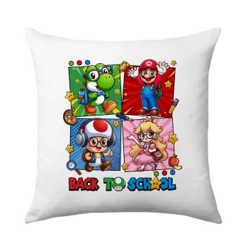 Back to the School Mario & Friends, Μαξιλάρι καναπέ 40x40cm περιέχεται το  γέμισμα