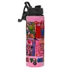 Metallic water bottle with safety lid, 850ml aluminum