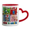 Mug heart red handle, ceramic, 330ml