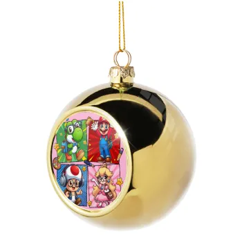 Back to the School Mario & Friends, Golden Christmas tree ball ornament 8cm
