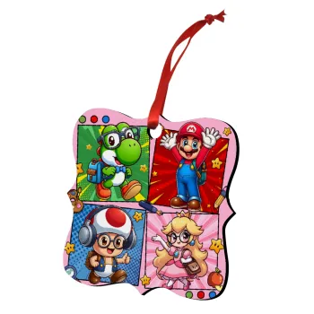Back to the School Mario & Friends, Στολίδι Χριστουγεννιάτικο στολίδι polygon ξύλινο 7.5cm