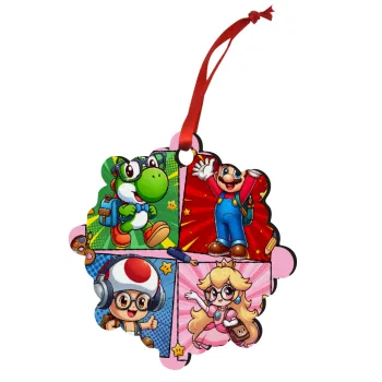 Back to the School Mario & Friends, Στολίδι Χριστουγεννιάτικο στολίδι snowflake ξύλινο 7.5cm