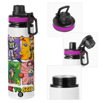 Back to the School Buzz & Friends, Metallic water bottle with safety lid, 850ml aluminum