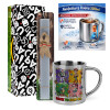 Easter Set, metallic thermal cup (300ml) & Easter aromatic flat candle (30cm) (GRAY)