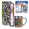 Easter Set, metallic thermal cup (300ml) & aromatic flat Easter candle (30cm) (PINK)