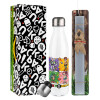 Easter candle, metallic white thermos bottle (500ml) & aromatic flat candle (30cm) (GRAY)