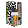 Easter Set, metallic aluminum water bottle (500ml) & aromatic flat Easter candle (30cm) (GRAY)
