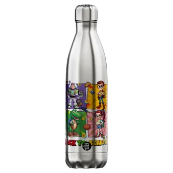 Back to the School Buzz & Friends, Μεταλλικό παγούρι θερμός Inox (Stainless steel), διπλού τοιχώματος, 750ml