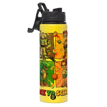 Back to the School Buzz & Friends, Μεταλλικό παγούρι νερού με καπάκι ασφαλείας, αλουμινίου 850ml