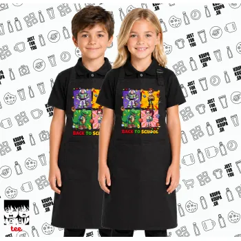 Back to the School Buzz & Friends, Μαύρη ΠΑΙΔΙΚΗ Ποδιά μακριά Σεφ ολόσωμη με τσέπες