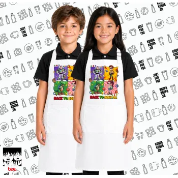 Back to the School Buzz & Friends, Λευκή ΠΑΙΔΙΚΗ Ποδιά μακριά Σεφ ολόσωμη με τσέπες