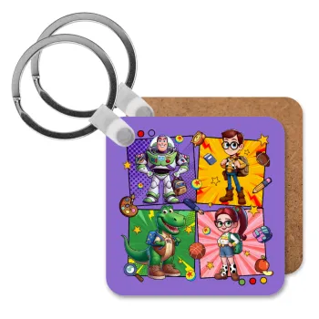 Back to the School Buzz & Friends, Μπρελόκ Ξύλινο τετράγωνο MDF