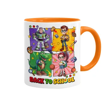 Back to the School Buzz & Friends, Κούπα χρωματιστή πορτοκαλί, κεραμική, 330ml